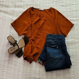 Oversized short sleeve blouse